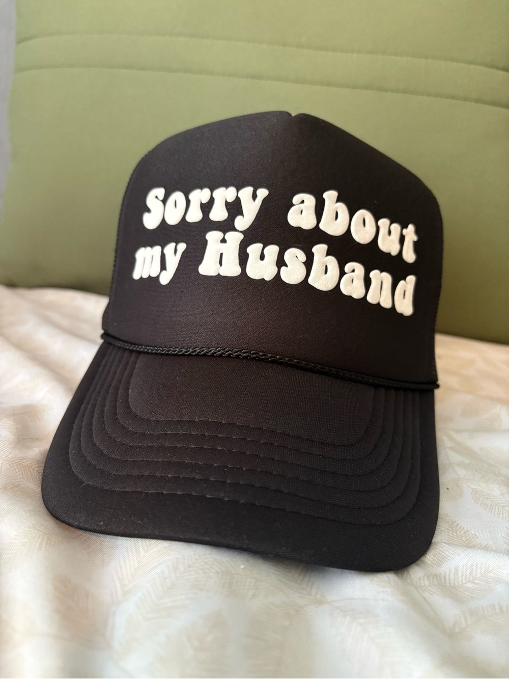 Sorry About My Husband Black Trucker Hat